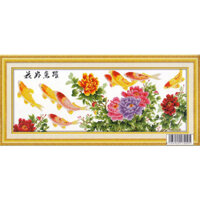 Tranh Thêu Chữ Thập Cá Chép Chiêu Tài RY11333  , H1649 (TRANH CHƯA THÊU) KT:162X65CM