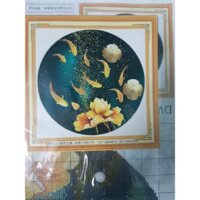 Tranh thêu chữ thập Cá và sen vàng