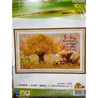 Tranh thêu chữ thập cao cấp Tài lộc cây tiền Dv6635  ( 67x43 cm) chưa thêu