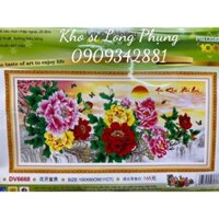 Tranh thêu chữ thập cao cấp Hoa khai Phú quý  Dream valley mẫu mới Dv6668  ( 100 cm ngang x 50 cm) chưa thêu