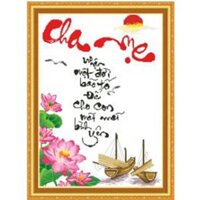 Tranh thêu chữ thập Cha Mẹ - DLH-222693 -50x66