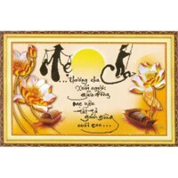 Tranh thêu chữ thập cha mẹ hoa sen vàng 222967