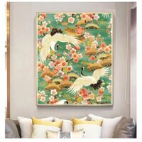 Tranh thêu chữ thập chim hạc 72*60cm