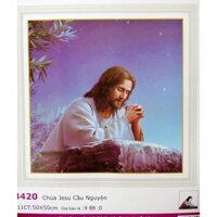 Tranh thêu chữ thập Chúa Jesu cầu nguyện (chưa thêu)  LV3420