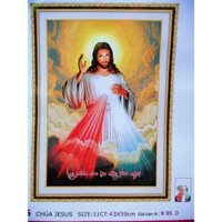 Tranh thêu chữ thập Chúa Zesu (chưa thêu) LV3496