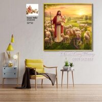 💎Tranh thêu Chữ thập 💎Chúa jesu chăn Dv6349 (50x50cm)chưa thêu