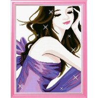 Tranh Thêu Chữ Thập Cô Gái Áo Tím N0586 (KHÁCH TỰ THÊU) KT:61X49CM