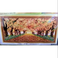 Tranh thêu chữ thập Con đường tình yêu màu vàng DV6168