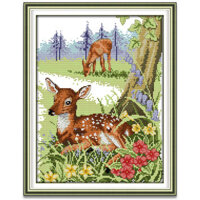 Tranh thêu chữ thập, Con nai sừng tấm, Động vật, 14/11CT