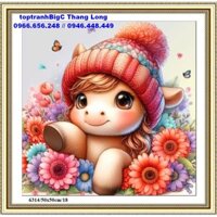 Tranh thêu chữ thập con ngựa tuổi ngọ 6314 thêu kín chưa thêu