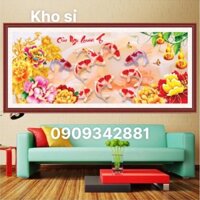 Tranh THÊU Chữ thập Cữu ngư quần hội LP5072 -102*52cm  (chưa THÊU)