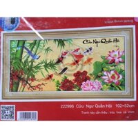 Tranh thêu chữ thập cửu ngư quần hôi 222996 102*52cm