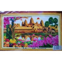 Tranh thêu chữ thập đền thờ (về tự thêu) E42