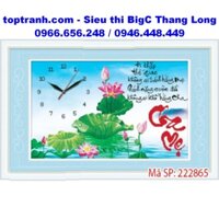 Tranh thêu chữ thập đồng hồ chữ cha mẹ hoa sen 222865 chưa thêu