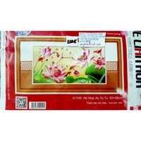 Tranh thêu chữ thập ĐỒNG HỒ SEN 3d (65x38cm) A1189