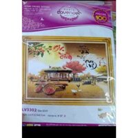 Tranh thêu chữ thập gia đình  kt 63x47