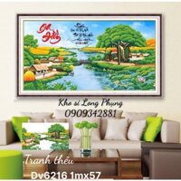 Tranh thêu Chữ thập Gia đình làng quê  Dream valley mẫu mới  DV6216 (1m*57 cm) chưa thêu