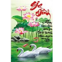Tranh thêu chữ thập gia đình thiên nga hoa sen 88833