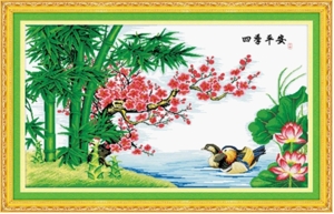 Tranh thêu chữ thập hoa DLH-YA748