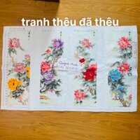 Tranh thêu chữ thập HOA MẪU ĐƠN đã thêu rùi 1m15x66cm đã thành phẩm a871