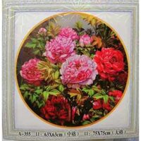 Tranh thêu chữ thập Hoa mẫu đơn khung tròn (chưa thêu) A355MN