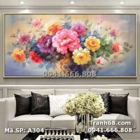 Tranh thêu chữ thập Hoa Nở Phú Quý Quốc Sắc Thiên Hương A304 Kích thước:118x63cm