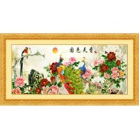 Tranh Thêu Chữ Thập Hoa Nở Phú Quý-Khổng Tước 2388 (KHÁCH TỰ THÊU) KT182X74CM