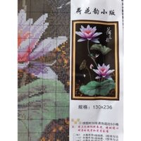 Tranh thêu chữ thập hoa sen