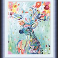 tranh thêu chữ thập hươu tài lộc