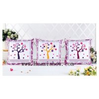 Tranh thêu chữ thập không in màu trên vải_ bộ 3 áo gối sofa_thanh lí