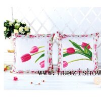 Tranh thêu chữ thập không in màu trên vải_ bộ 2 áo gối sofa_thanh lí