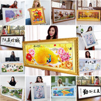 Tranh thêu chữ thập khung hình kim cương khung tranh tùy chỉnh thư pháp và hội họa gắn khung ảnh cưới tùy chỉnh khung gỗ rắn treo tường DI6Z