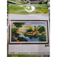 Tranh thêu Chữ thập làng quê việt nam hạnh phúc bình yên  Dream valley mẫu mới  DV6441(75x44 cm) chưa thêu