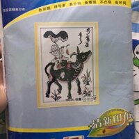 Tranh thêu chữ thập lục đồng cưỡi trâu