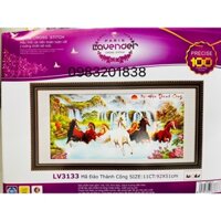 Tranh thêu chữ thập mã đáo thành công LV3133, tranh thêu 3D