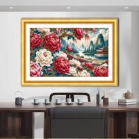 Tranh thêu chữ thập Mẫu Đơn Khoe Sắc (thêu kín) VS8103  - KT:(76x50)cm