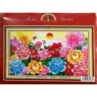Tranh thêu chữ thập mẫu đơn Hoa khai phú quý E27 100x60cm
