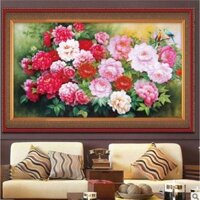 Tranh thêu chữ thập mẫu đơn khoe sắc