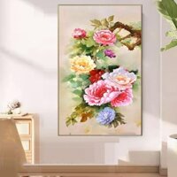 Tranh thêu chữ thập Mẫu Đơn Khoe Sắc (thêu kín) BT5017 - KT:(60x90)cm
