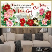 Tranh thêu chữ thập mẫu đơn phú quý cát tường 53562