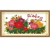 Tranh thêu chữ thập mẫu đơn phú quý bình an 222788