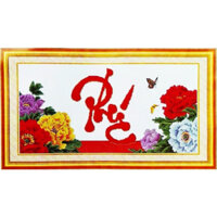 Tranh Thêu Chữ Thập Mẫu Đơn Mừng Phúc HQ1641 (TRANH CHƯA THÊU) KT:45X80CM