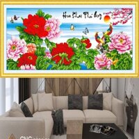 Tranh thêu chữ thập mẫu đơn hoa khai phú quý 222943