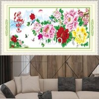 Tranh thêu chữ thập mẫu đơn cát tường như ý 53582