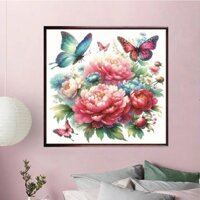 Tranh thêu chữ thập Mẫu đơn khoe sắc (thêu kín) VS8128 - KT:(50x50)cm