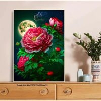 Tranh thêu chữ thập Mẫu Đơn Dưới Trăng E271 - KT:(70x100)