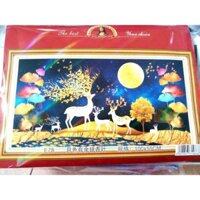 Tranh thêu chữ thập Nai Sừng Tấm dưới ánh trăng E78