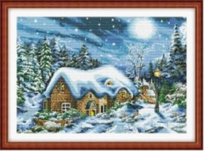 tranh thêu chữ thập ngôi nhà trong rừng DLH-YF236