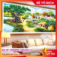 Tranh Thêu chữ Thập NM0096 Cây đa làng Kích thước: 160x85cm