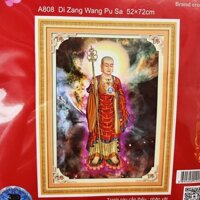 Tranh thêu chữ thập Phật Địa Tạng 52x72cm hàng chính hãng die lian hua- tranh chưa thêu a808